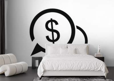 dollar icon in one of the two chat bubbles Wall mural