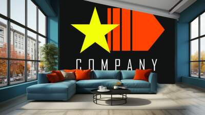 star and direction symbol design next to it Wall mural