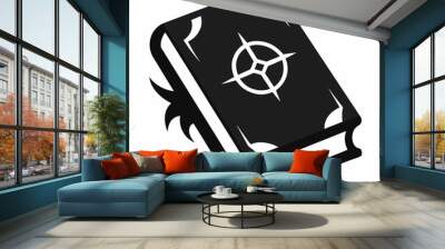 A spell book with a magic symbol on the cover silhouette vector illustration on white background Wall mural