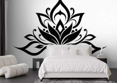 Alpona Floral Art Design silhouette vector illustration Wall mural