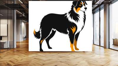 American & Australian shepherd silhouette vector illustration on white background Wall mural