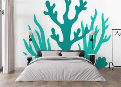 Coral reef silhouette vector illustration on white background Wall mural