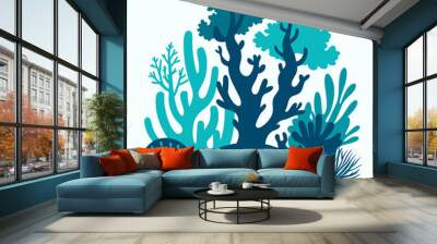 Coral reef silhouette vector illustration on white background Wall mural