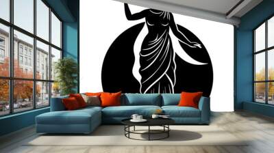 Greek goddess silhouette vector illustration on white background Wall mural