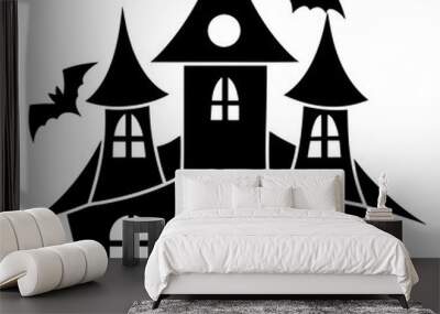 Halloween house icon silhouette vector illustration on white background Wall mural