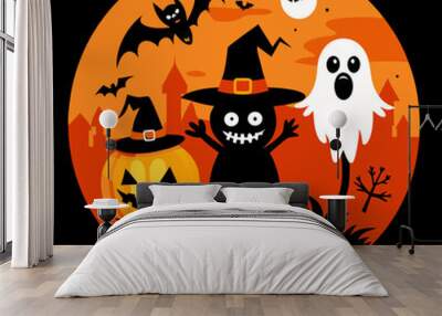 Happy Halloween vector illustration for t shirt design Wall mural