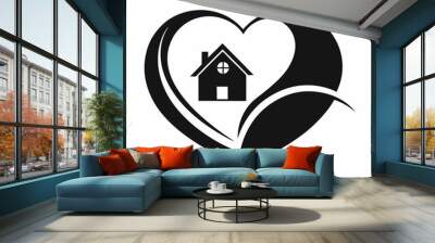 Human heart home care logo design icon vector illustration on white background Wall mural