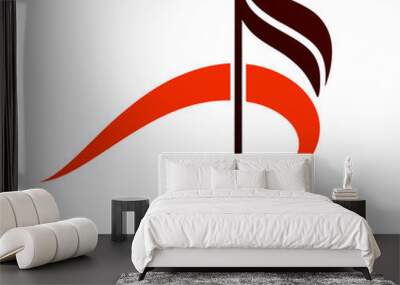 Musical note logo silhouette vector illustration on white background Wall mural