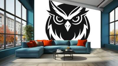 Owl head logo style silhouette vector illustration on white background Wall mural