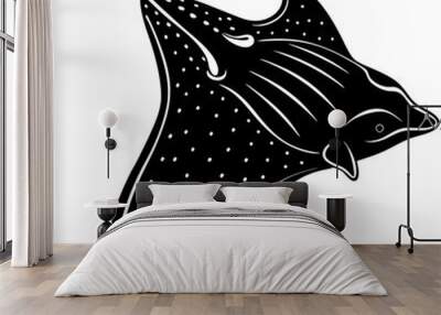 Stingray silhouette vector illustration on white background Wall mural