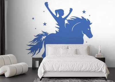 School Horse And Lady Holiday Competition hand drawn vintage simple modern look Wall mural