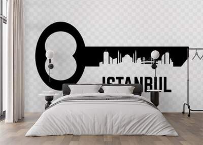 The key with the silhouette of Istanbul isolated on transparent background. Vector illustration. Wall mural