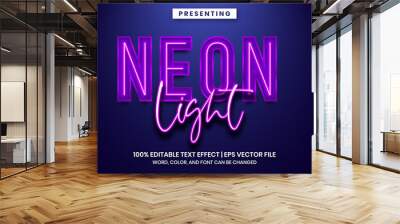 Neon light sign text effect Wall mural