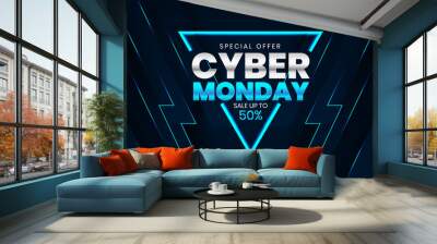 Sale banner template design, Cyber Monday special offer sale up to 50% off. Wall mural