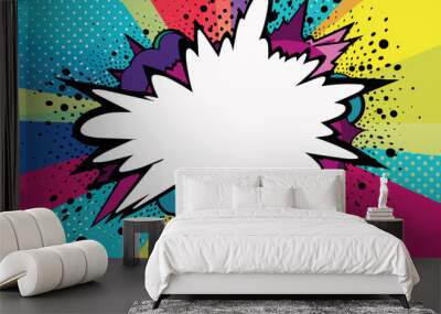 Boom and explosion effect comic vector Wall mural