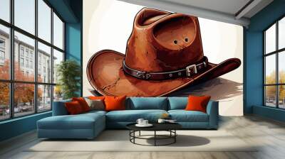 cowboy hat  on a white background vector art  Wall mural