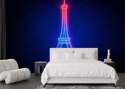 Eiffel tower in neon light on brick background Wall mural