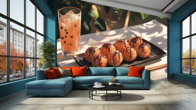 Takoyaki, a popular Japanese snack, Japanese food Takoyaki Wall mural