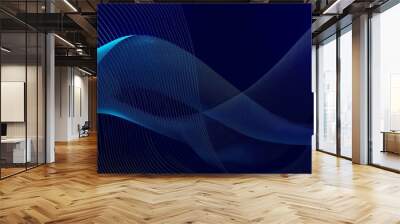 Abstract blue green violet black wave background fluid dynamic motion graphic. Abstract wave lines fluid colorful purple blue green isolated on a black background.  Modern smooth wavy lines.  Wall mural