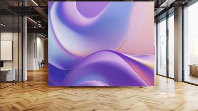 Abstract dark holographic iridescent neon background fluid liquid glass curved wave in motion 3d render. Gradient design element for banners, backgrounds, and wallpapers. modern 3d render background Wall mural