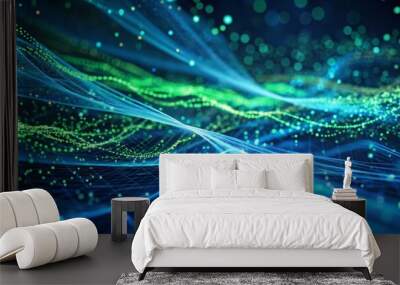 Blue abstract lines come together and define the direction, and technology background.  Spark-like network grids abstract background Wall mural