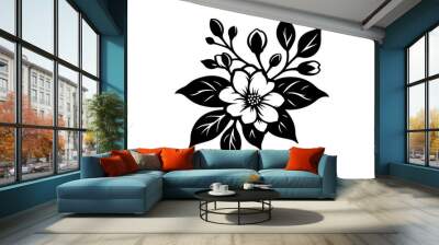 jasmine flower vector illustration. Jasmine flower and leaf drawing vector illustration with line art on white backgrounds. Wall mural