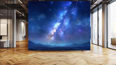 Night photos in the Ukrainian Carpathian Mountains with a bright starry sky and the Milky Way. mountains carpathian photos sky nebula starry space night star bright milky Ukrainian way galaxy abstract Wall mural