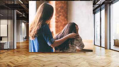 A woman comforting and giving encouragement to her sad friend Wall mural