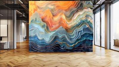 Ebb and Flow Depict a graph with lines ebbing and flowing like ocean waves Wall mural