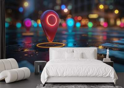 Referral Tracking System A 3D GPS marker with referral symbols Wall mural