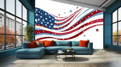 Stars and Stripes Banner An elegant banner with stars and stripes flowing in the wind Wall mural