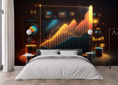 Economic and financial charts. Generative AI Wall mural