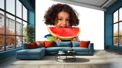 Little girl eating watermelon Wall mural