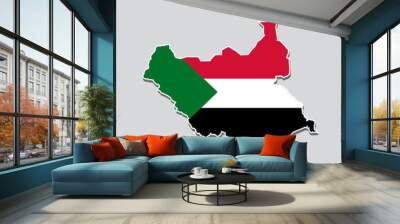 Flag of Sudan in the shape of the country's map Wall mural