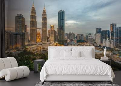 sunset view of kuala lumpur city centre, malaysia Wall mural