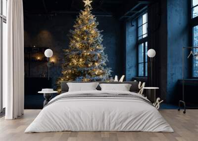 christmas tree in the night Wall mural