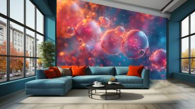 Abstract, 3D object, cosmic gradient, background, microbial inspirations, relationships, World Science Day, science, scientific, abstract art, digital art, futuristic, concept, design, space, universe Wall mural