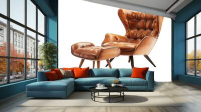 Full and Clear Mid-Century Lounge Chair Isolated On Transparent Background Wall mural