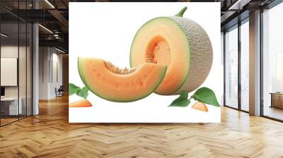 Juicy Cantaloupe Fruit Delight Isolated On Transparent Background Wall mural