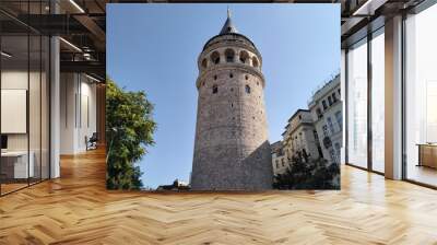 Close up view of Galata Tower Istanbul Wall mural