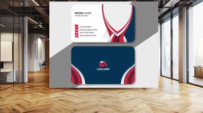 Sports style business card design. Creative business card with red and blue colour. Modern and luxury business card design for gaming, sports club. Abstract shape business card vector illustration. Wall mural