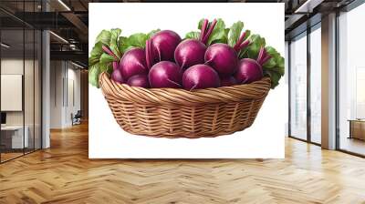 image of a basket of rootbeet isolated on transparent background Wall mural