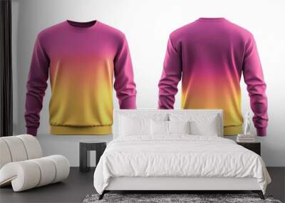 modern neon gradient color jersey for gaming, long sleeve mockup with front and back views isolated clean white background Wall mural