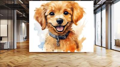 Watercolor Painting vector of a Puppy (dog), isolated on a white background, Drawing clipart, Illustration Vector, Graphic. Wall mural