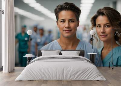 surgical team in the hospital corridor Wall mural