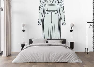 Editable fashion garment flat sketch for creating new designs Wall mural