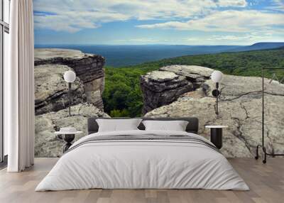 Massive rocks and view to the valley at Minnewaska State Park Reserve Upstate NY during summer time Wall mural