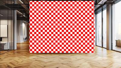 Red and white checkered pattern background. Vector illustration of red and white squares. Wallpaper consist of repeatable texture. Croatian checkerboard concept. Wall mural