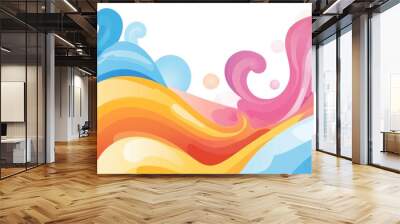 art of colorful swirl with wave and dots in blue, orange, pink color on white background Wall mural