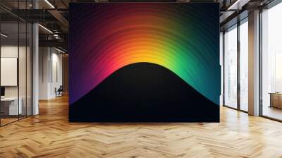 gradient color texture of rainbow on dark background Wall mural